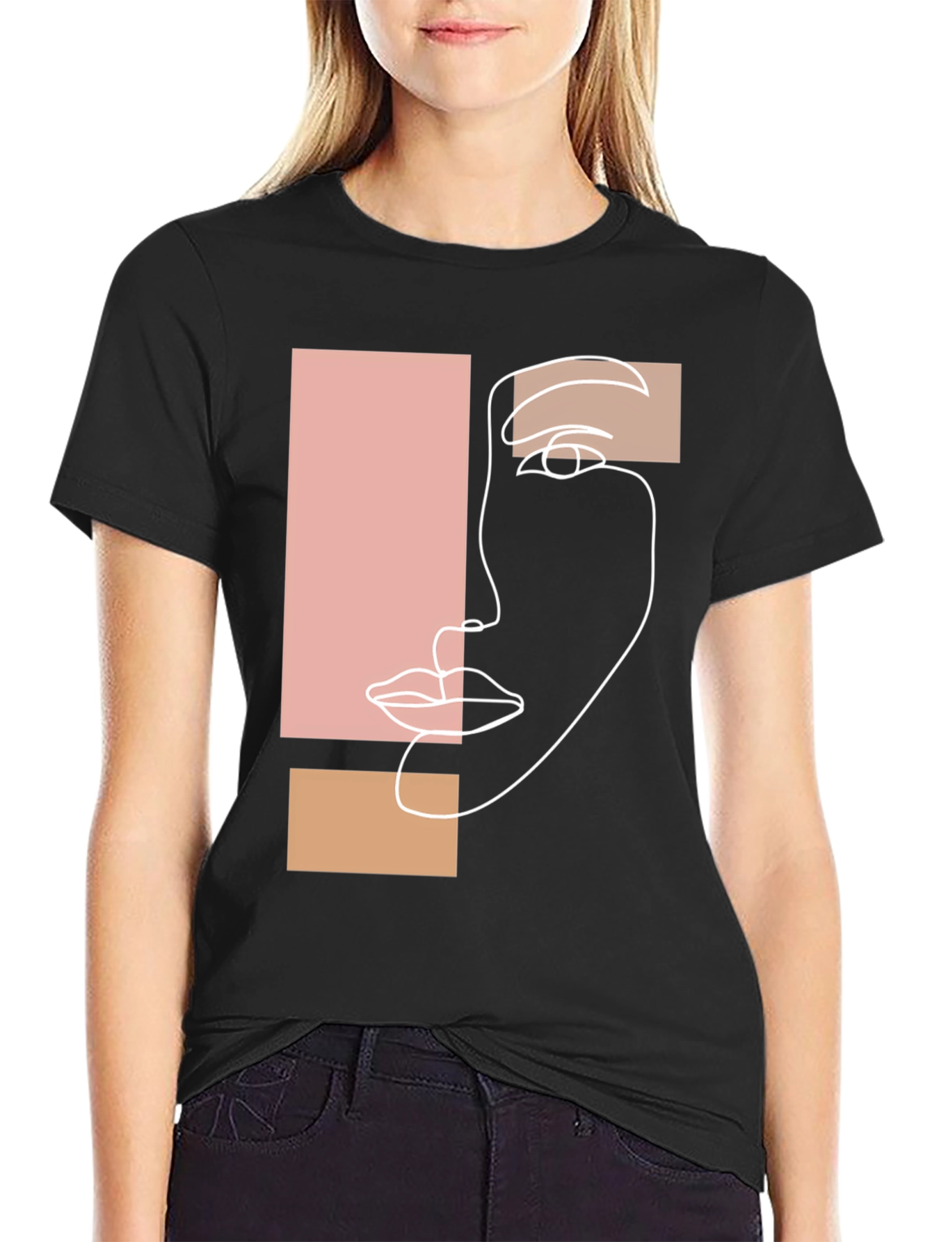 Abstract Face Graphic Tee - Minimalist Style