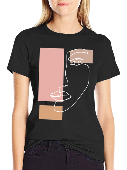 Abstract Face Graphic Tee - Minimalist Style