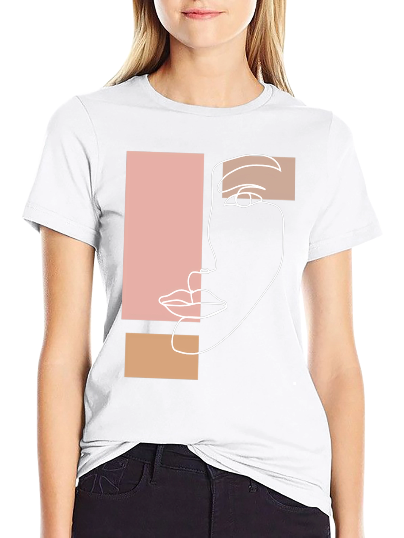 Abstract Face Graphic Tee - Minimalist Style
