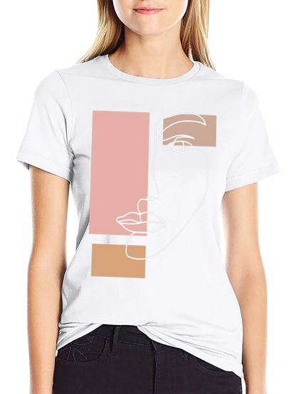Abstract Face Graphic Tee - Minimalist Style