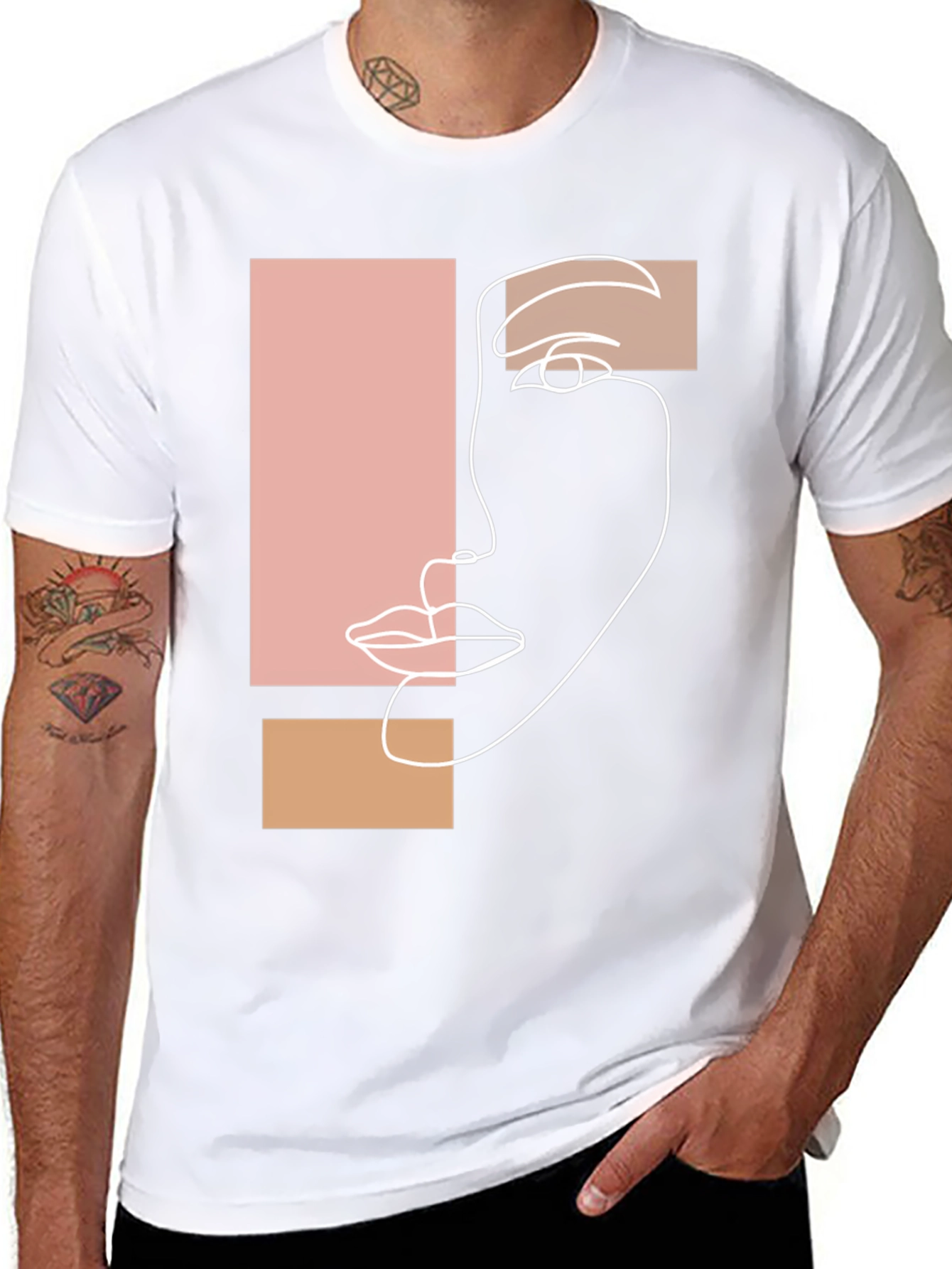 Abstract Face Graphic Tee - Minimalist Style