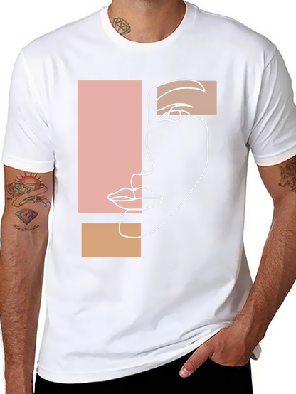 Abstract Face Graphic Tee - Minimalist Style