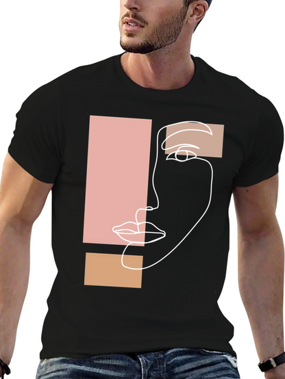 Abstract Face Graphic Tee - Minimalist Style