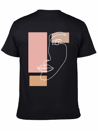 Abstract Face Graphic Tee - Minimalist Style