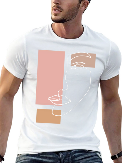 Abstract Face Graphic Tee - Minimalist Style
