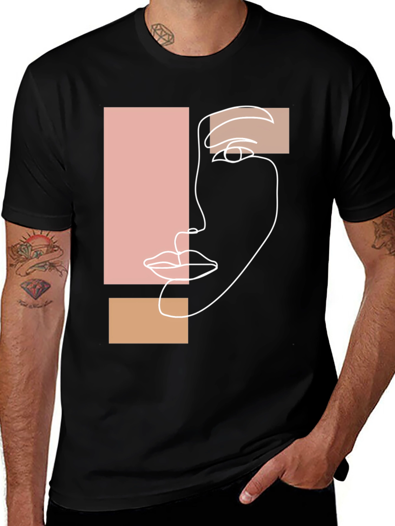 Abstract Face Graphic Tee - Minimalist Style