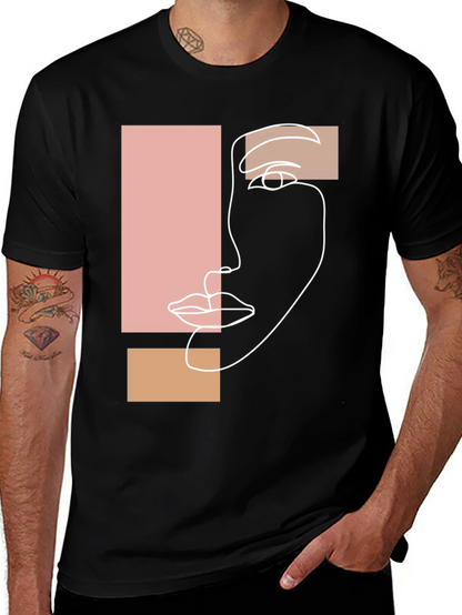 Abstract Face Graphic Tee - Minimalist Style
