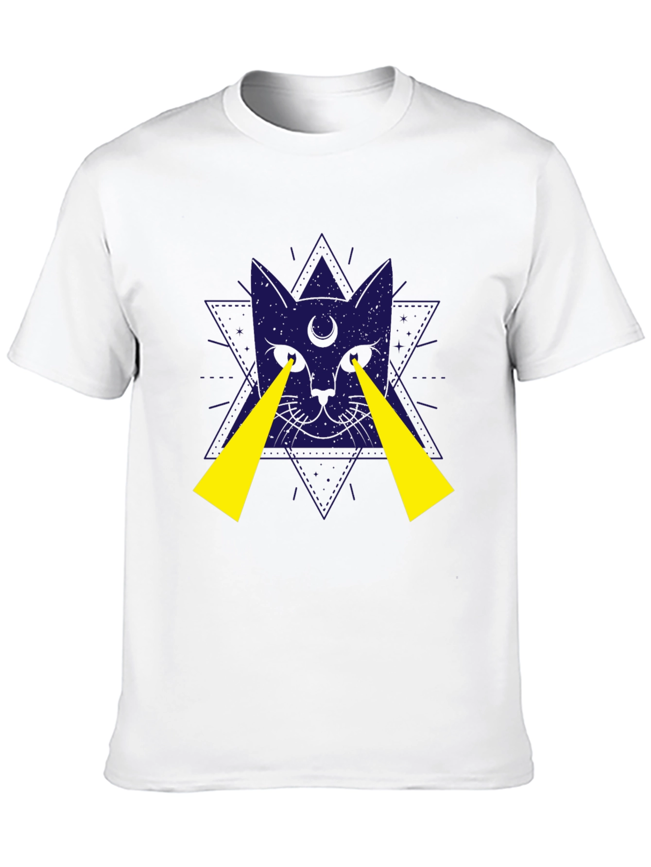 Mystic Cat Graphic Tee - Black Cotton T-Shirt