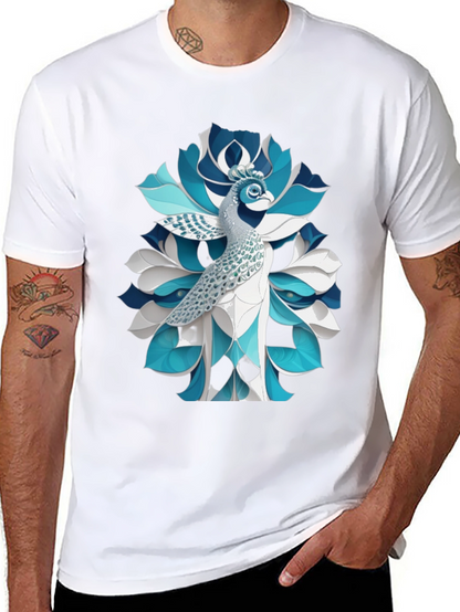 Peacock Graphic Tee - Unique Bird Art