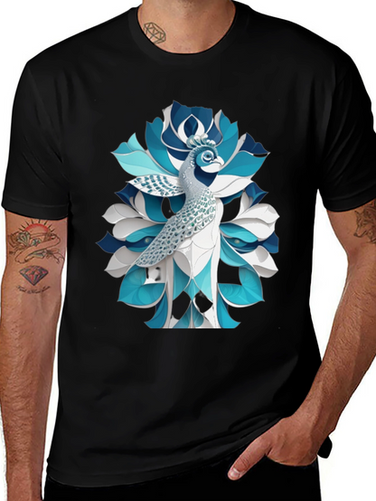 Peacock Graphic Tee - Unique Bird Art