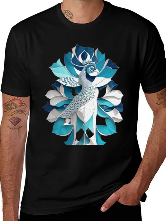 Peacock Graphic Tee - Unique Bird Art