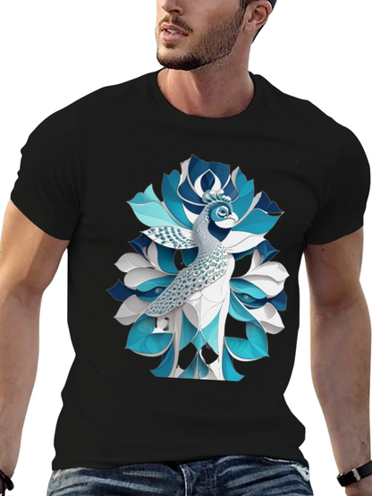 Peacock Graphic Tee - Unique Bird Art