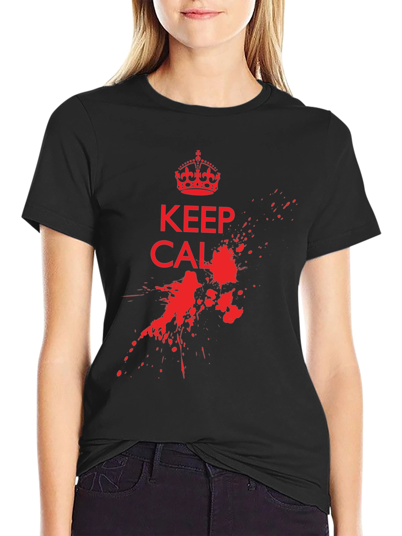 Keep Calm T-Shirt - Red Ink Splatter Graphic Tee