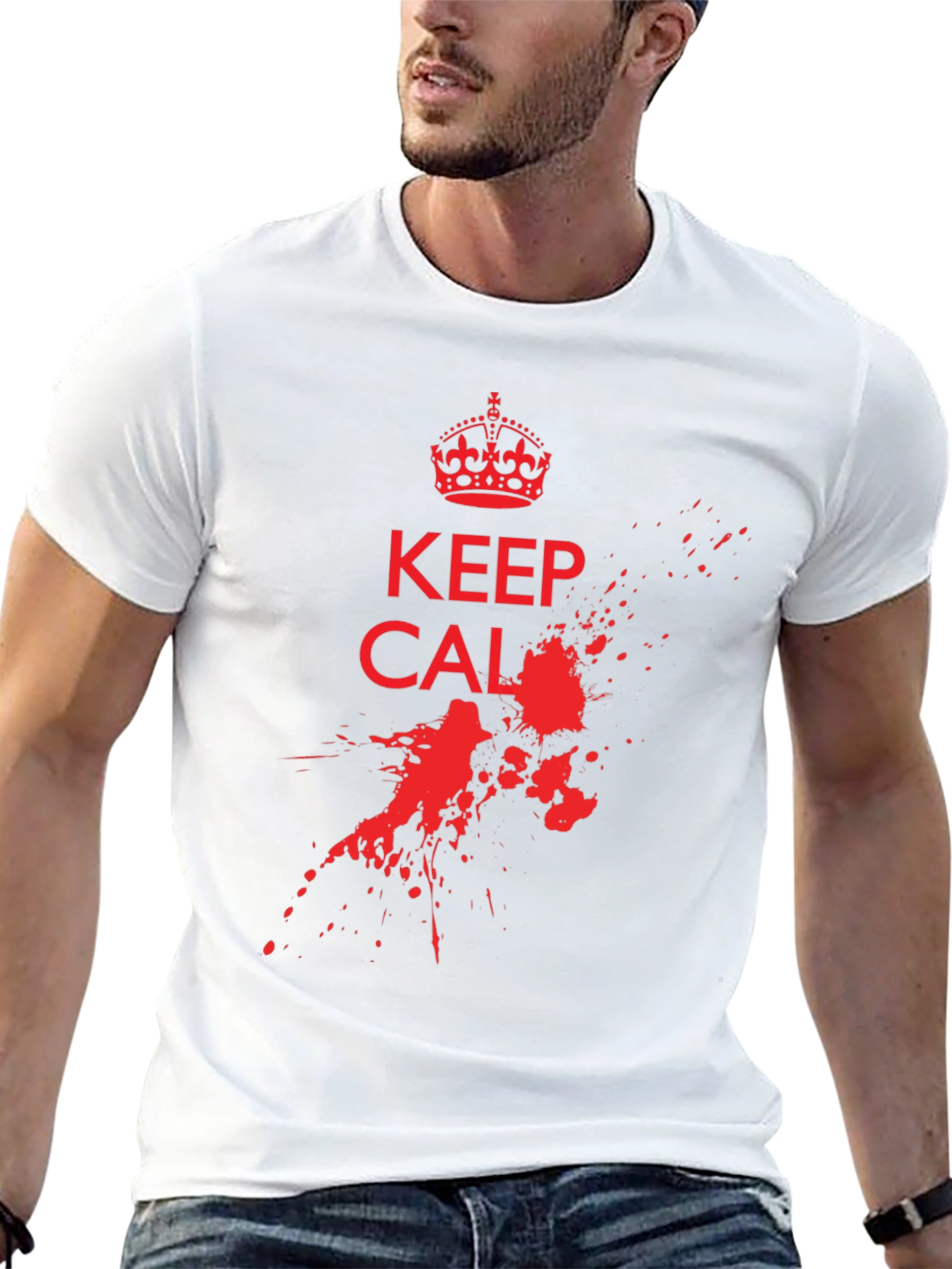 Keep Calm T-Shirt - Red Ink Splatter Graphic Tee