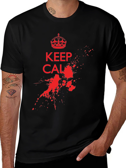 Keep Calm T-Shirt - Red Ink Splatter Graphic Tee