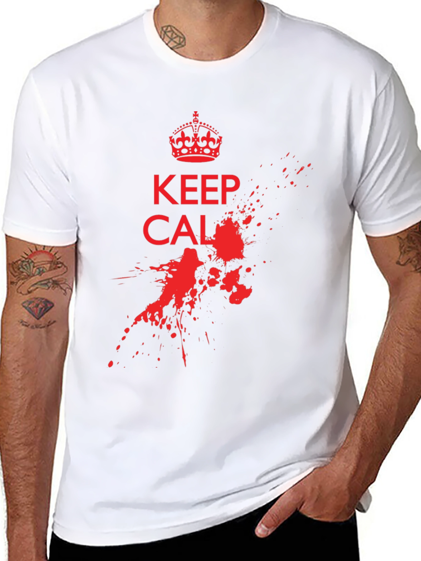 Keep Calm T-Shirt - Red Ink Splatter Graphic Tee
