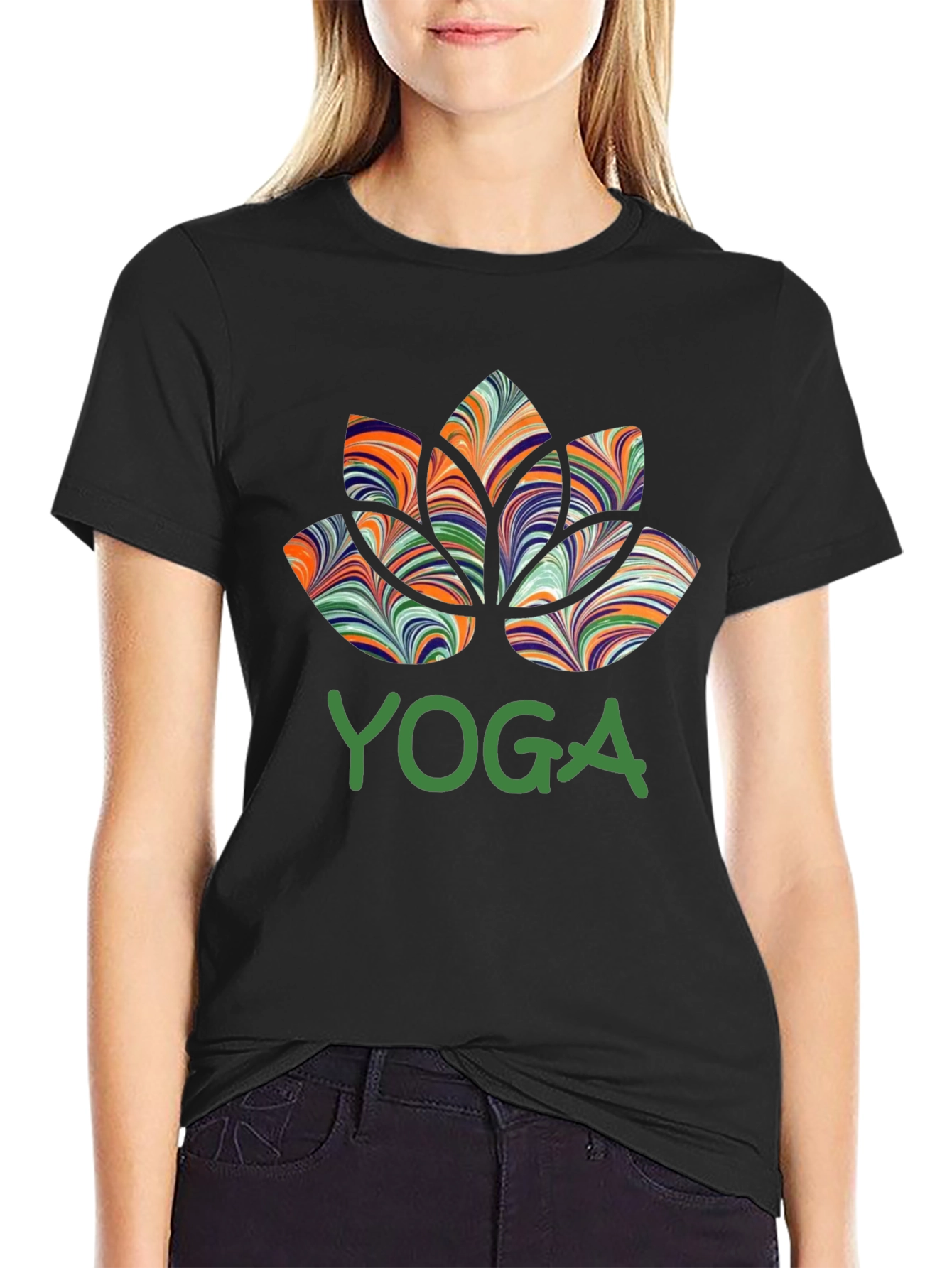 Yoga Lotus Flower Graphic T-Shirt