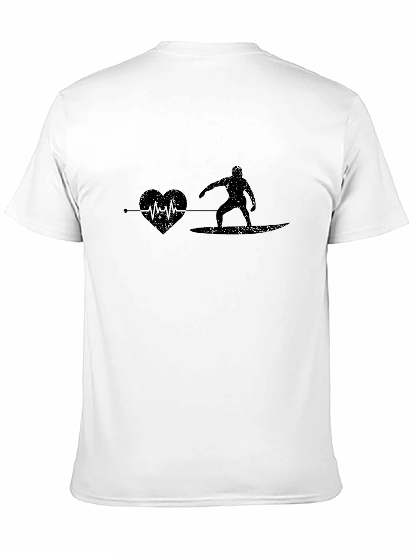 Surfer Heartbeat T-Shirt - Black Cotton Graphic Tee