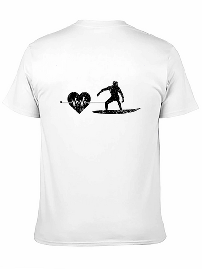 Surfer Heartbeat T-Shirt - Black Cotton Graphic Tee
