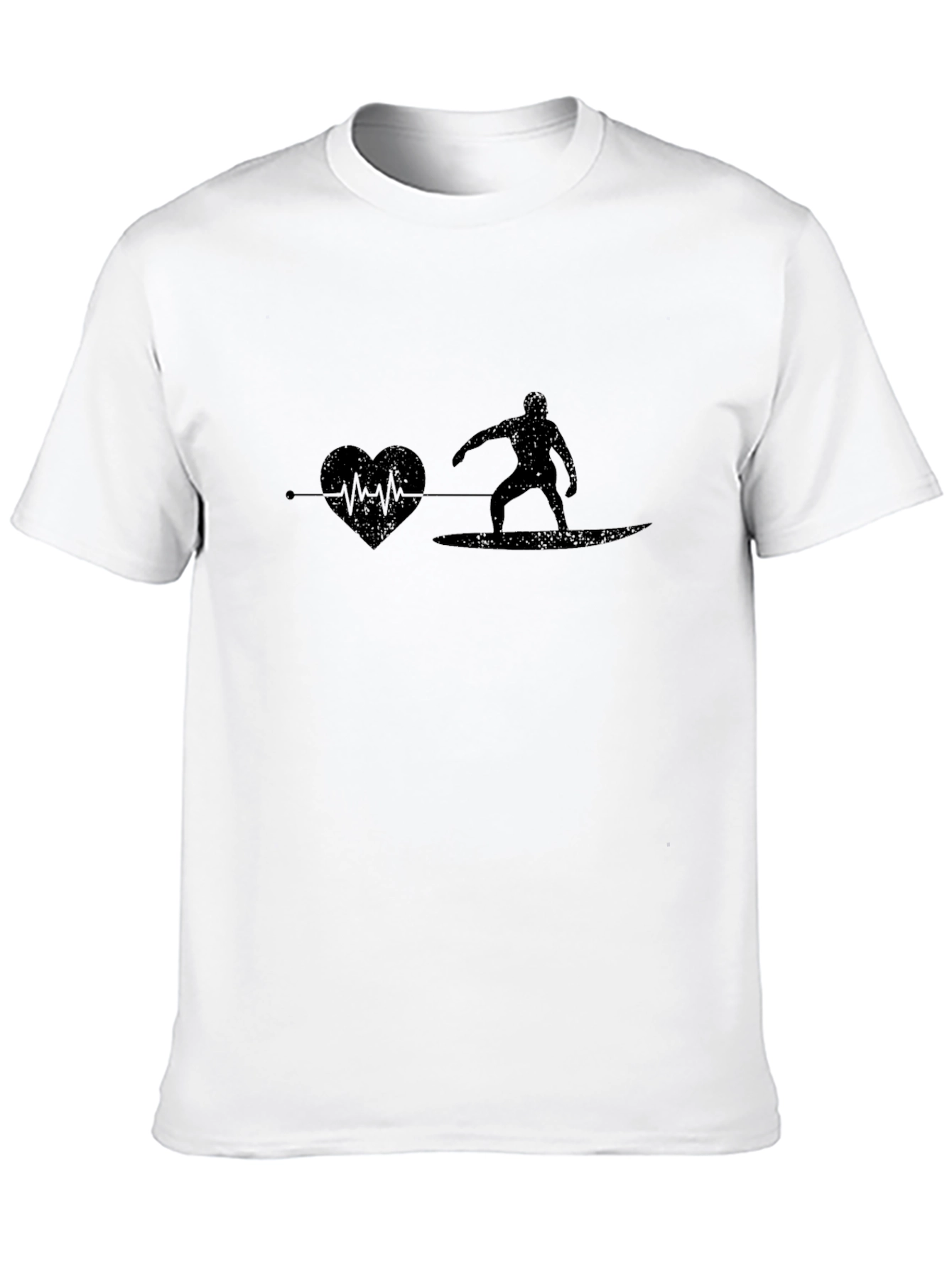 Surfer Heartbeat T-Shirt - Black Cotton Graphic Tee