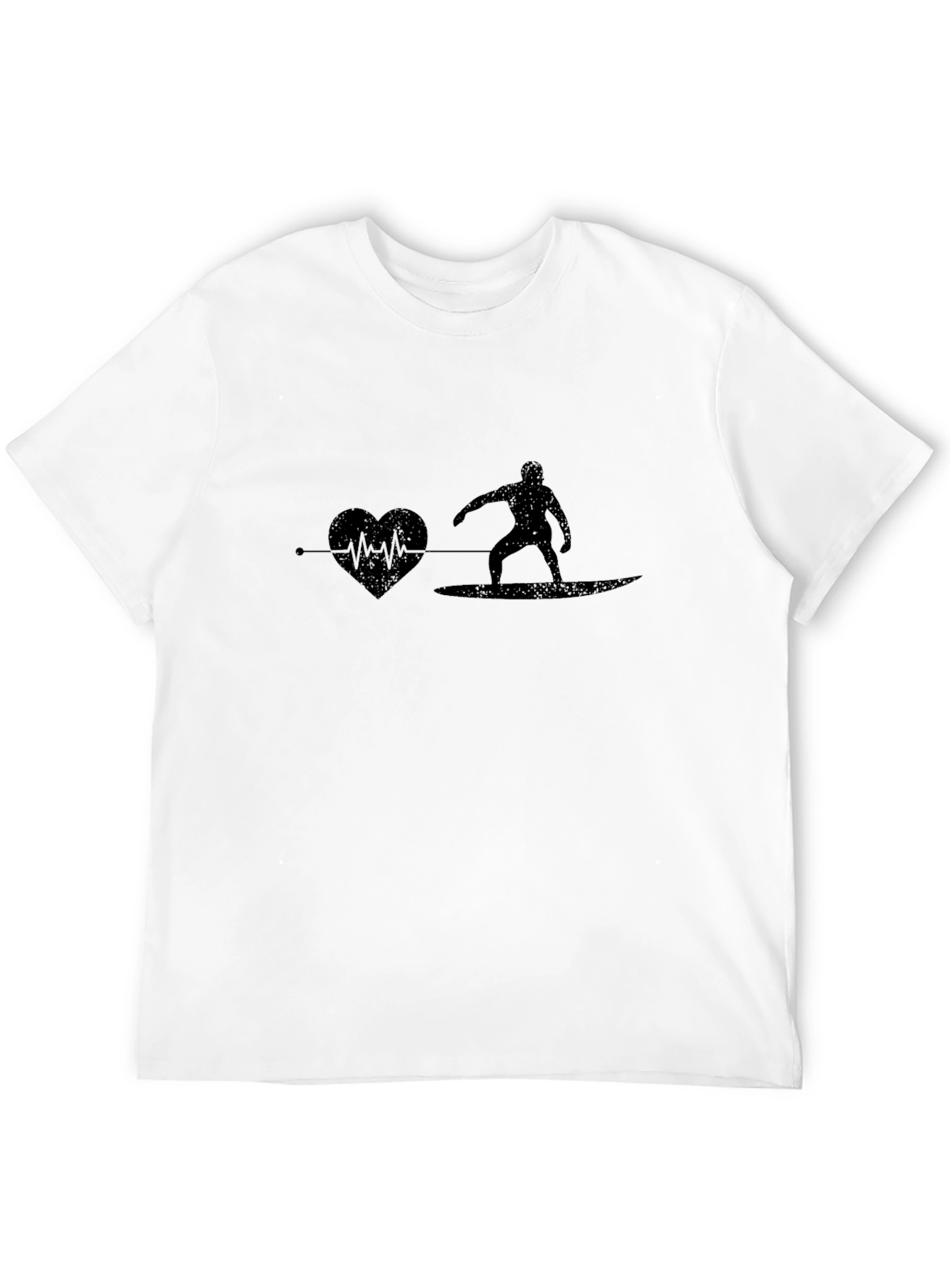 Surfer Heartbeat T-Shirt - Black Cotton Graphic Tee