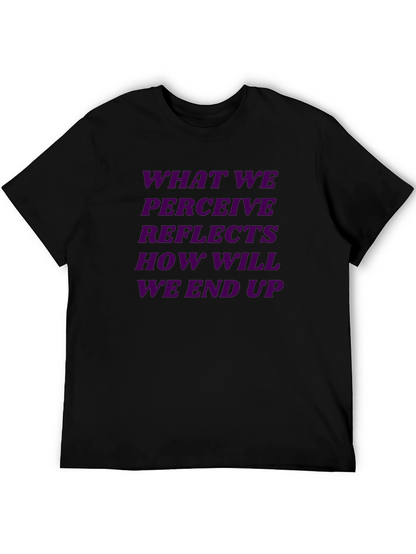 Purple Reflective Quote Graphic Black Tee