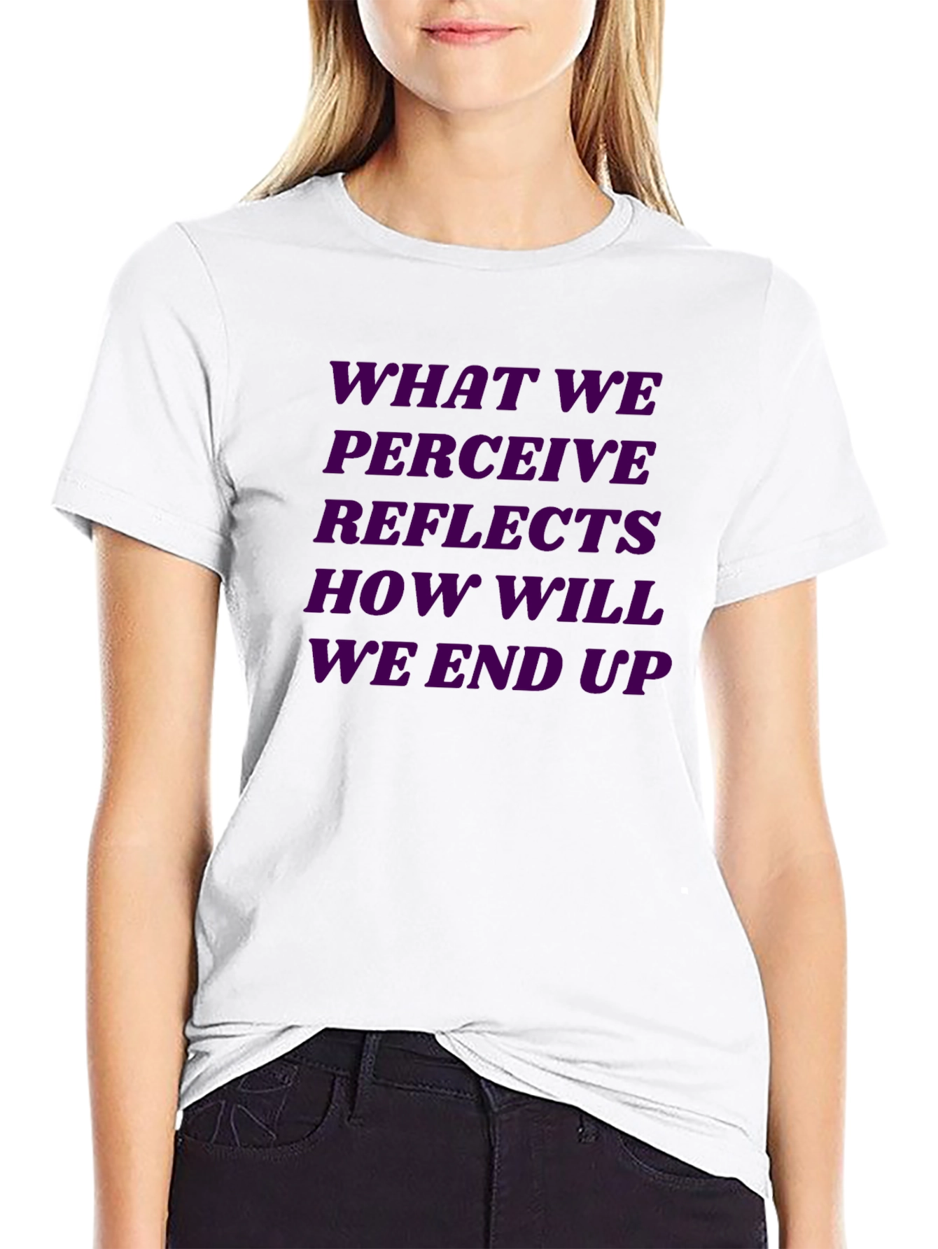 Purple Reflective Quote Graphic Black Tee