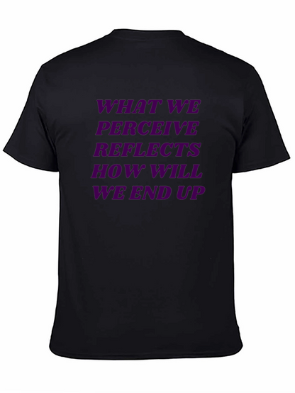 Purple Reflective Quote Graphic Black Tee