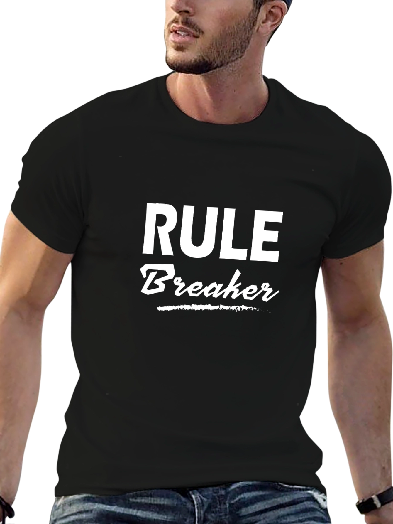 Rule Breaker Graphic Tee - Black Cotton T-Shirt