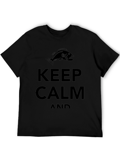Keep Calm and Bass Fish Black T-Shirt