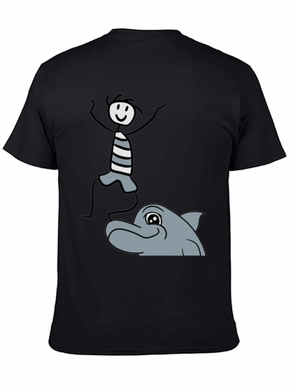 Stick Figure & Dolphin Graphic Tee - Unisex