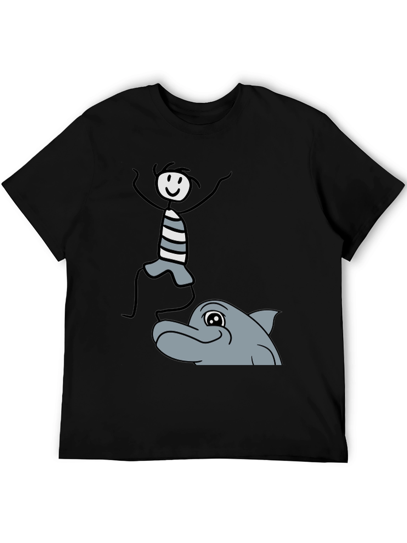 Stick Figure & Dolphin Graphic Tee - Unisex