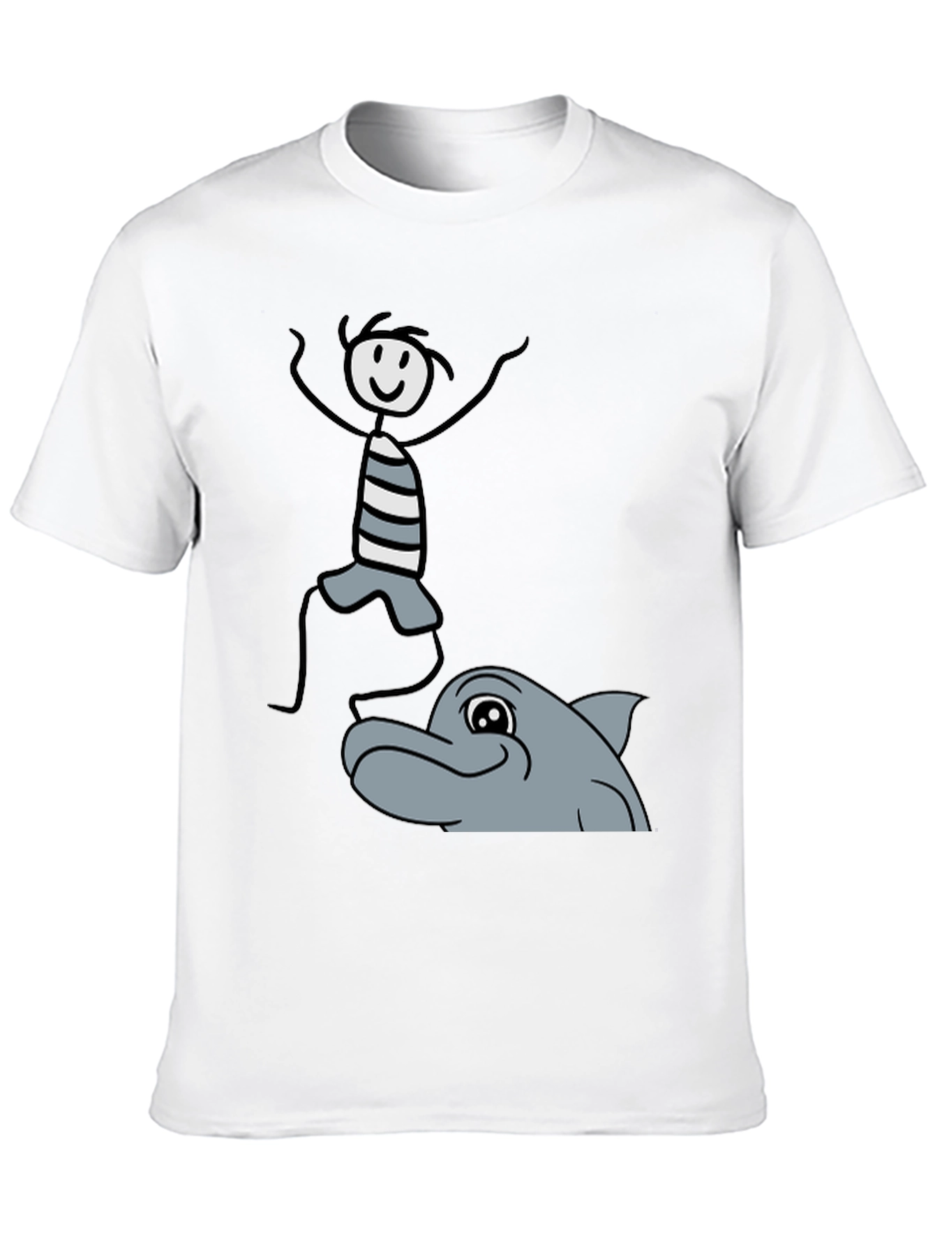 Stick Figure & Dolphin Graphic Tee - Unisex