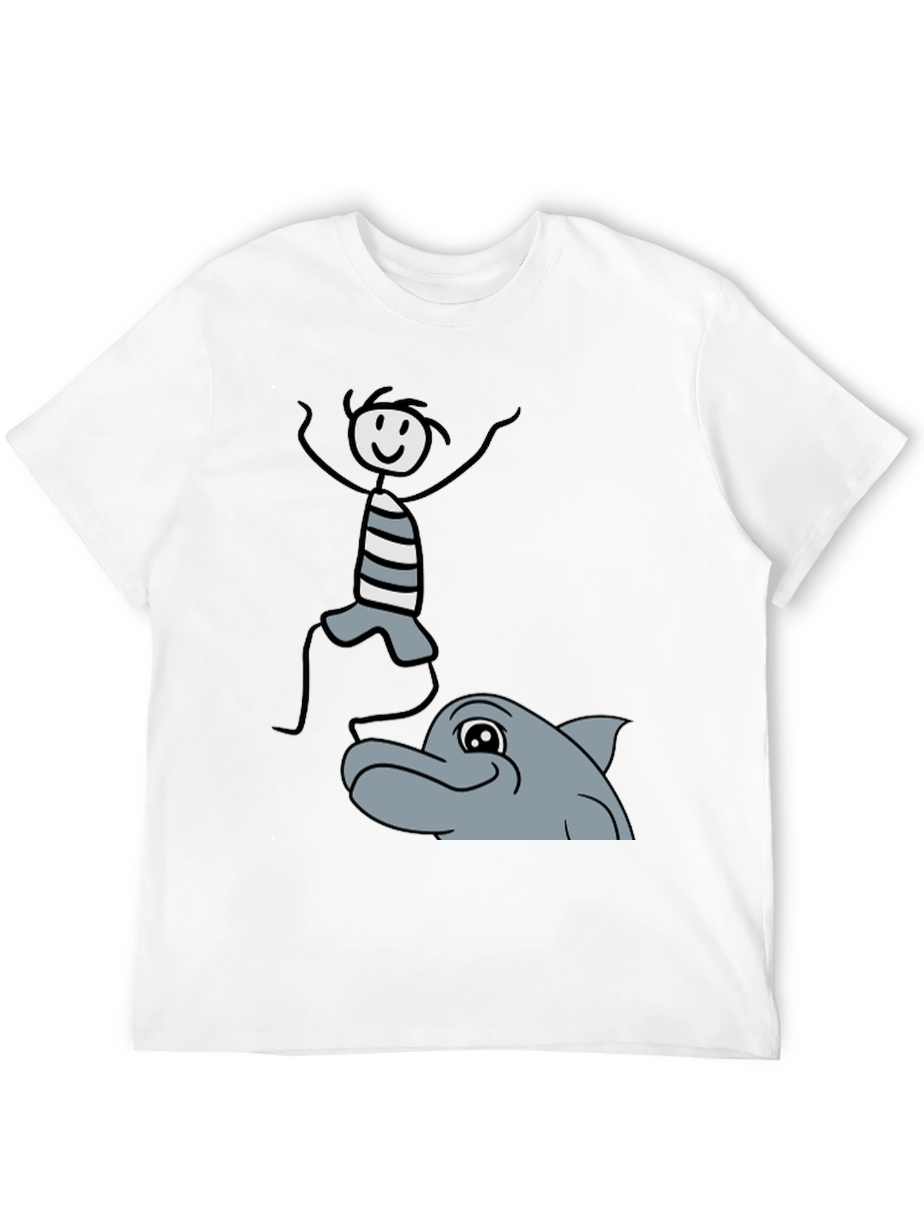 Stick Figure & Dolphin Graphic Tee - Unisex