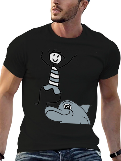 Stick Figure & Dolphin Graphic Tee - Unisex