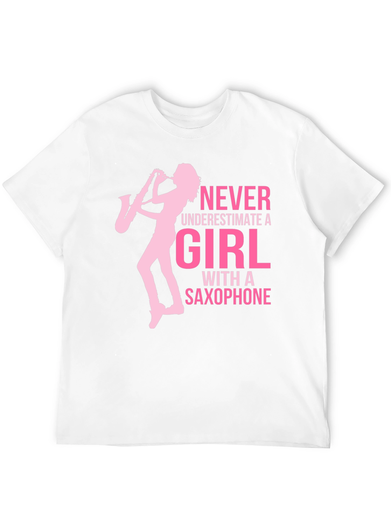 Girl with Saxophone Graphic T-Shirt - Black Cotton Tee