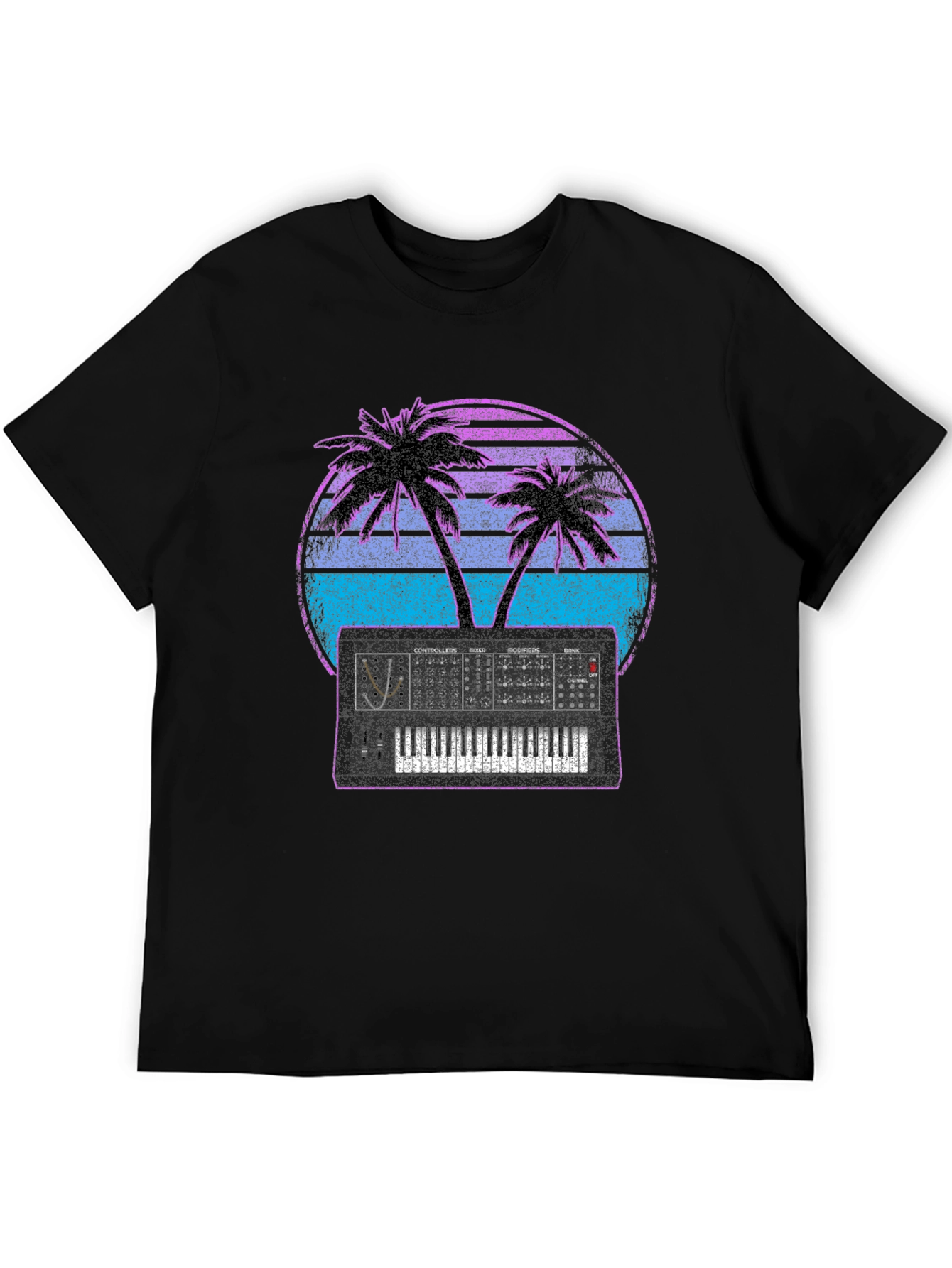 Synthwave Sunset Synthesizer T-Shirt