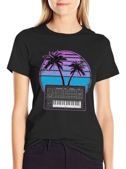 Synthwave Sunset Synthesizer T-Shirt