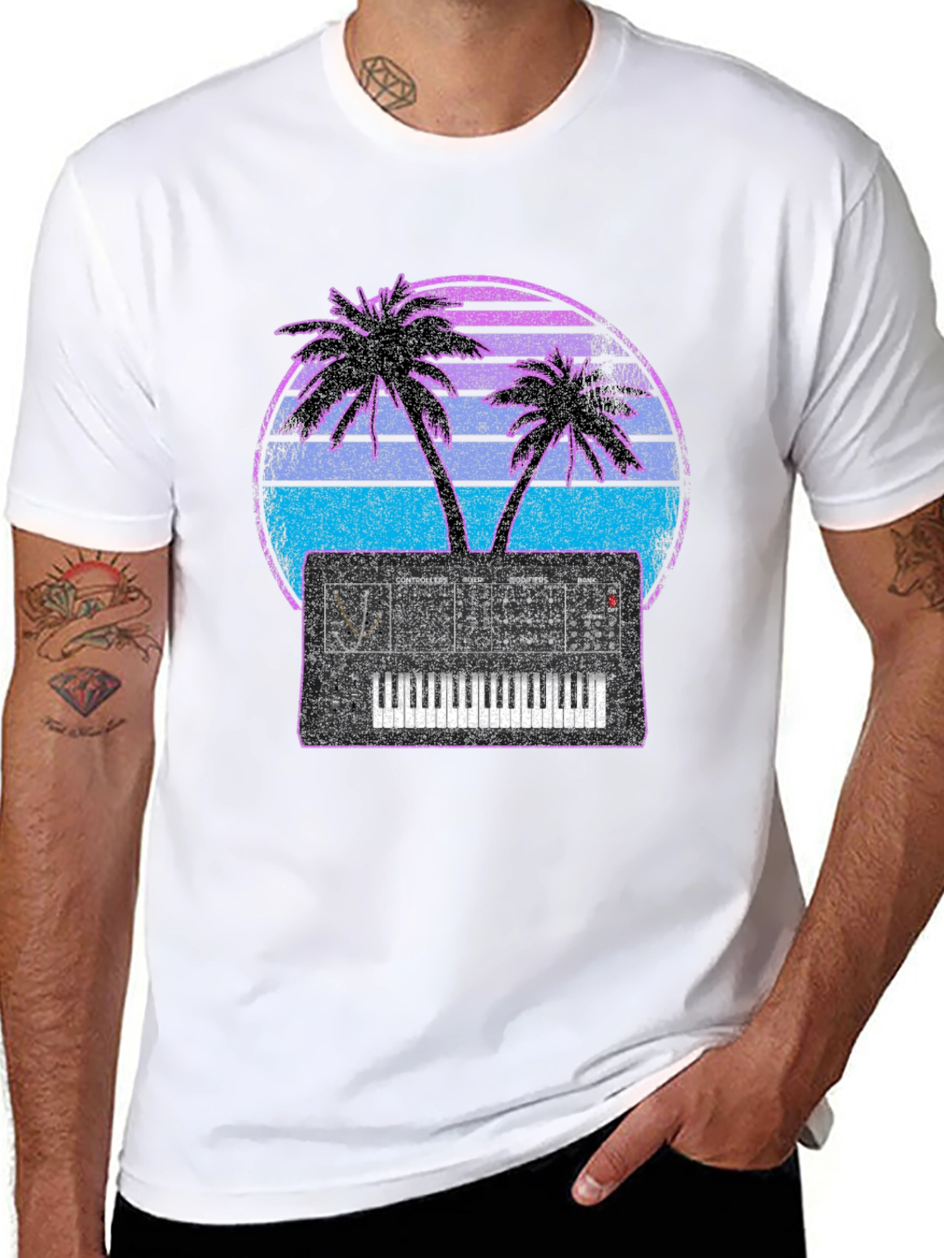 Synthwave Sunset Synthesizer T-Shirt