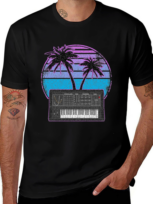 Synthwave Sunset Synthesizer T-Shirt