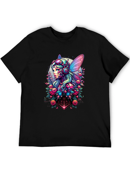 Cyberpunk Fairy Graphic Tee - Sci-Fi Fantasy Shirt