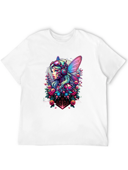 Cyberpunk Fairy Graphic Tee - Sci-Fi Fantasy Shirt