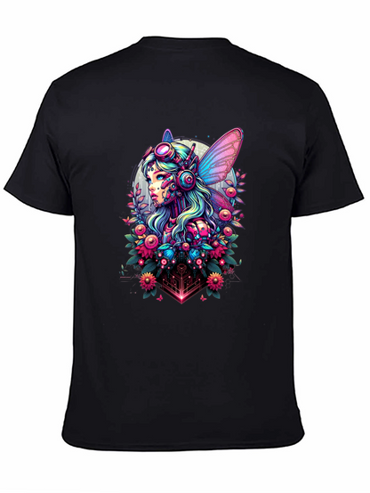 Cyberpunk Fairy Graphic Tee - Sci-Fi Fantasy Shirt