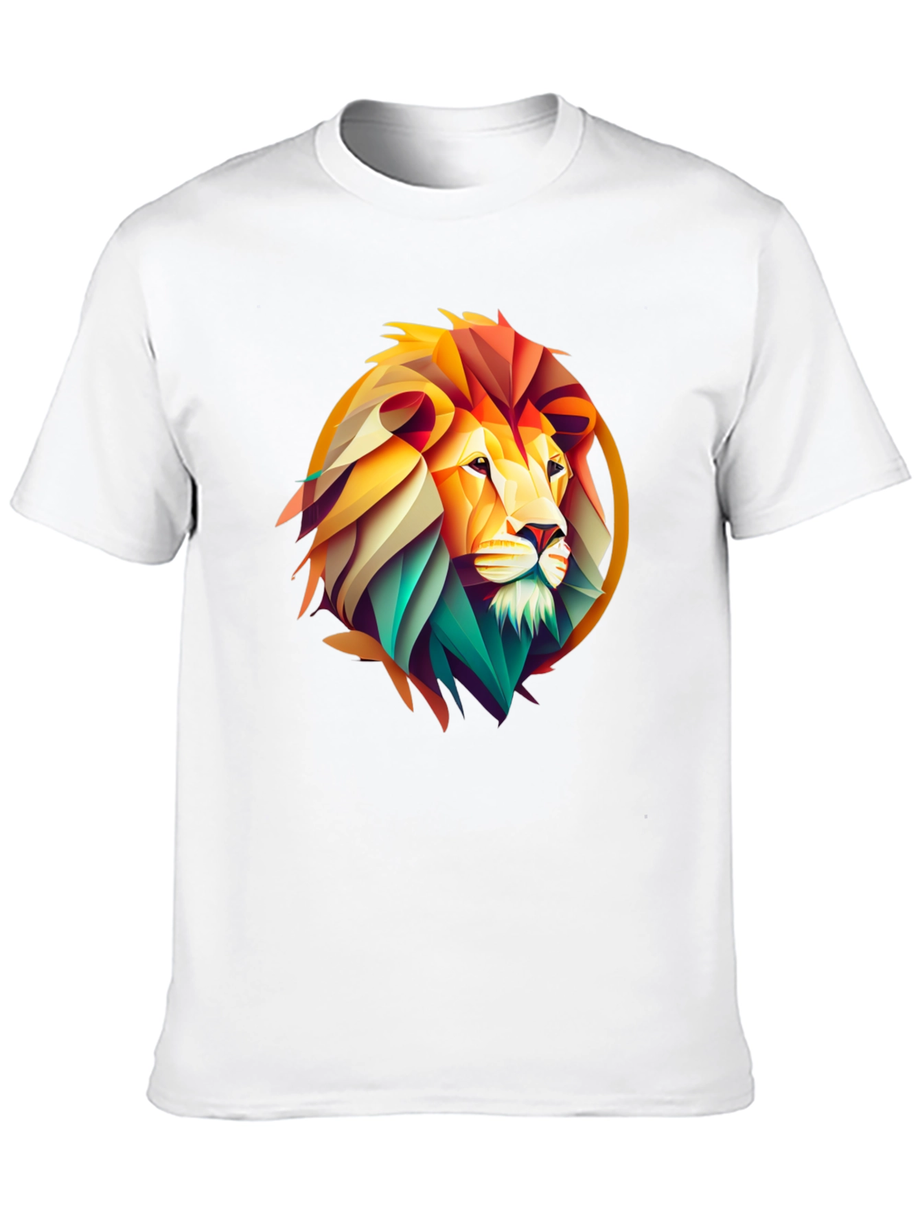 Geometric Lion Graphic Print Black T-Shirt