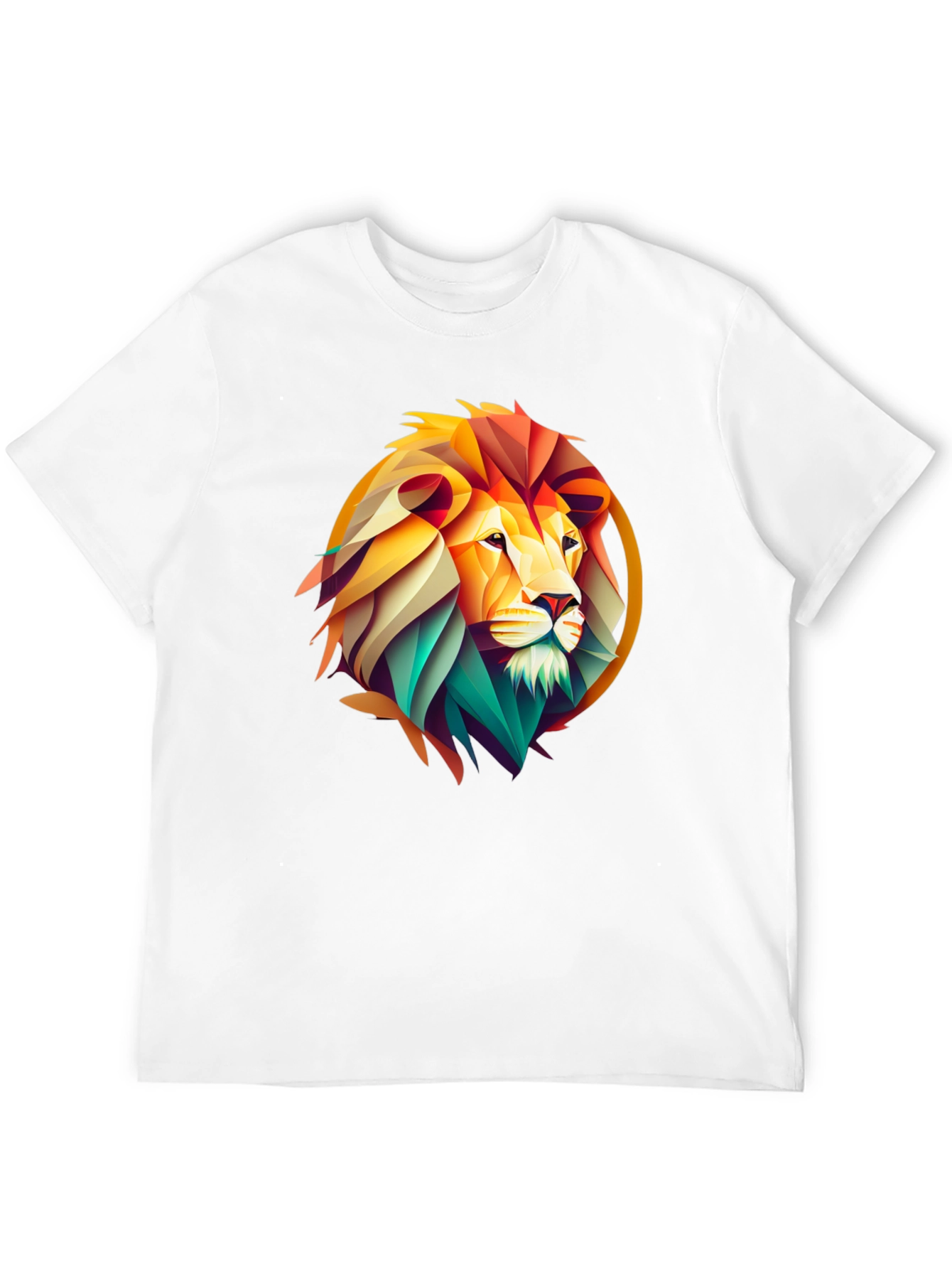 Geometric Lion Graphic Print Black T-Shirt