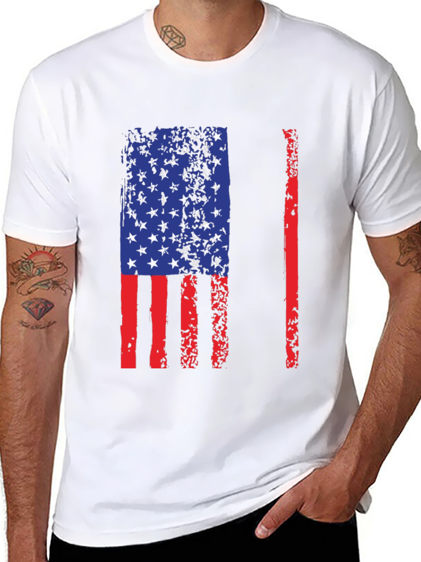 American Flag Distressed Graphic T-Shirt