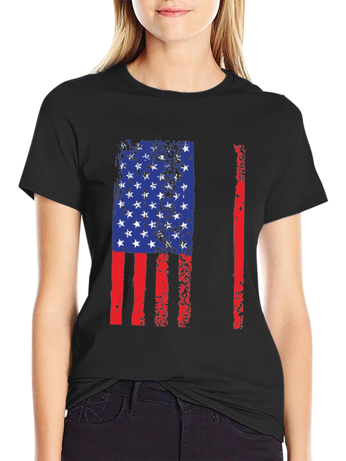 American Flag Distressed Graphic T-Shirt