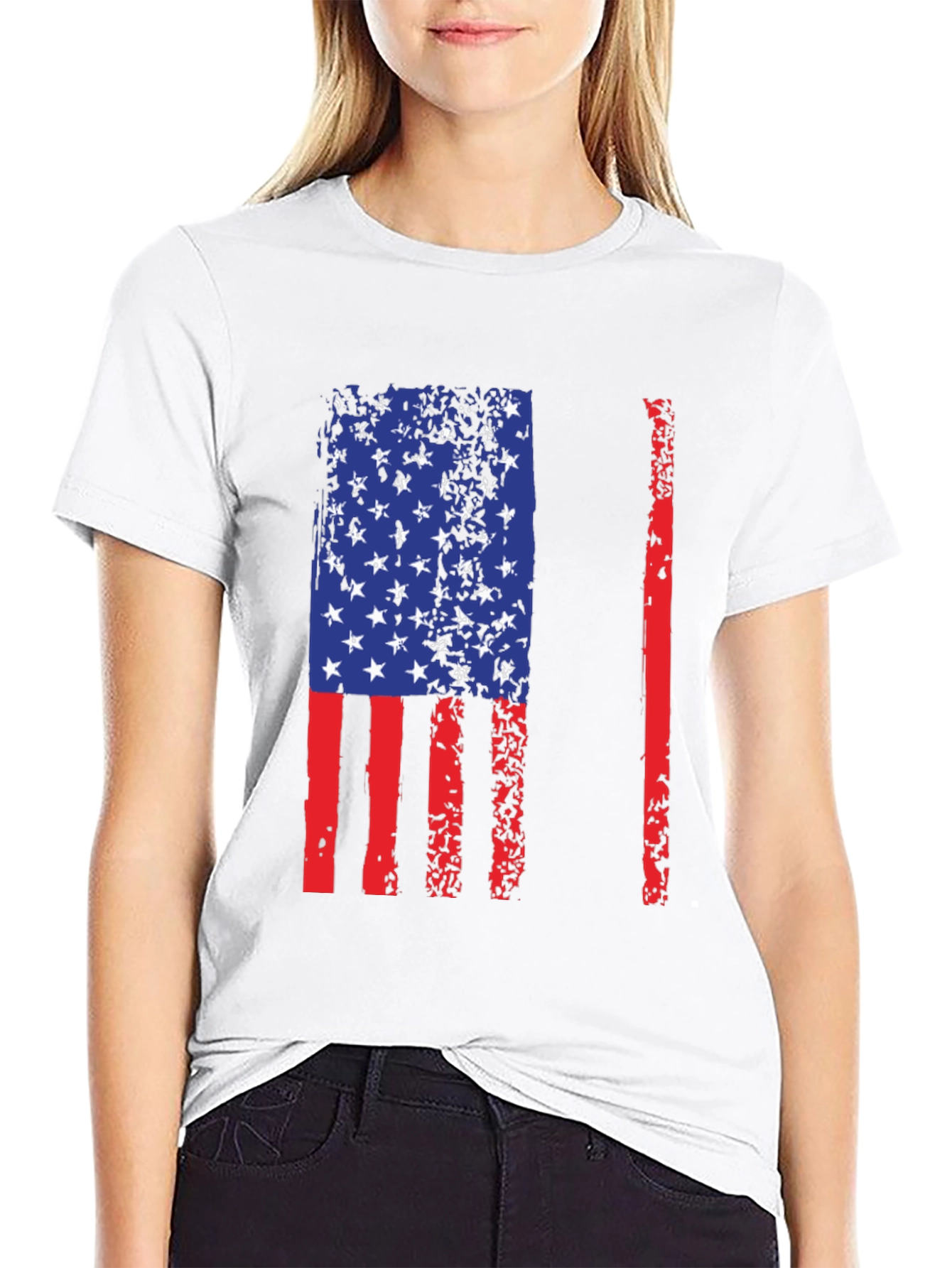 American Flag Distressed Graphic T-Shirt
