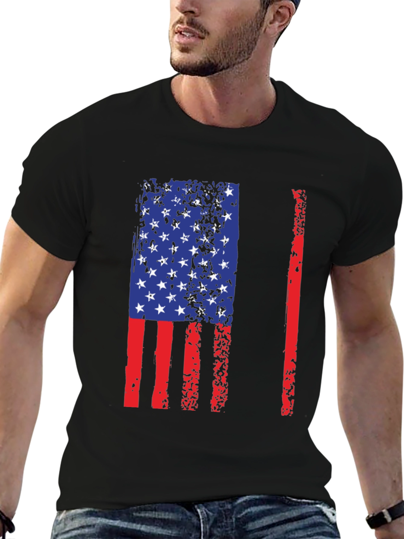 American Flag Distressed Graphic T-Shirt