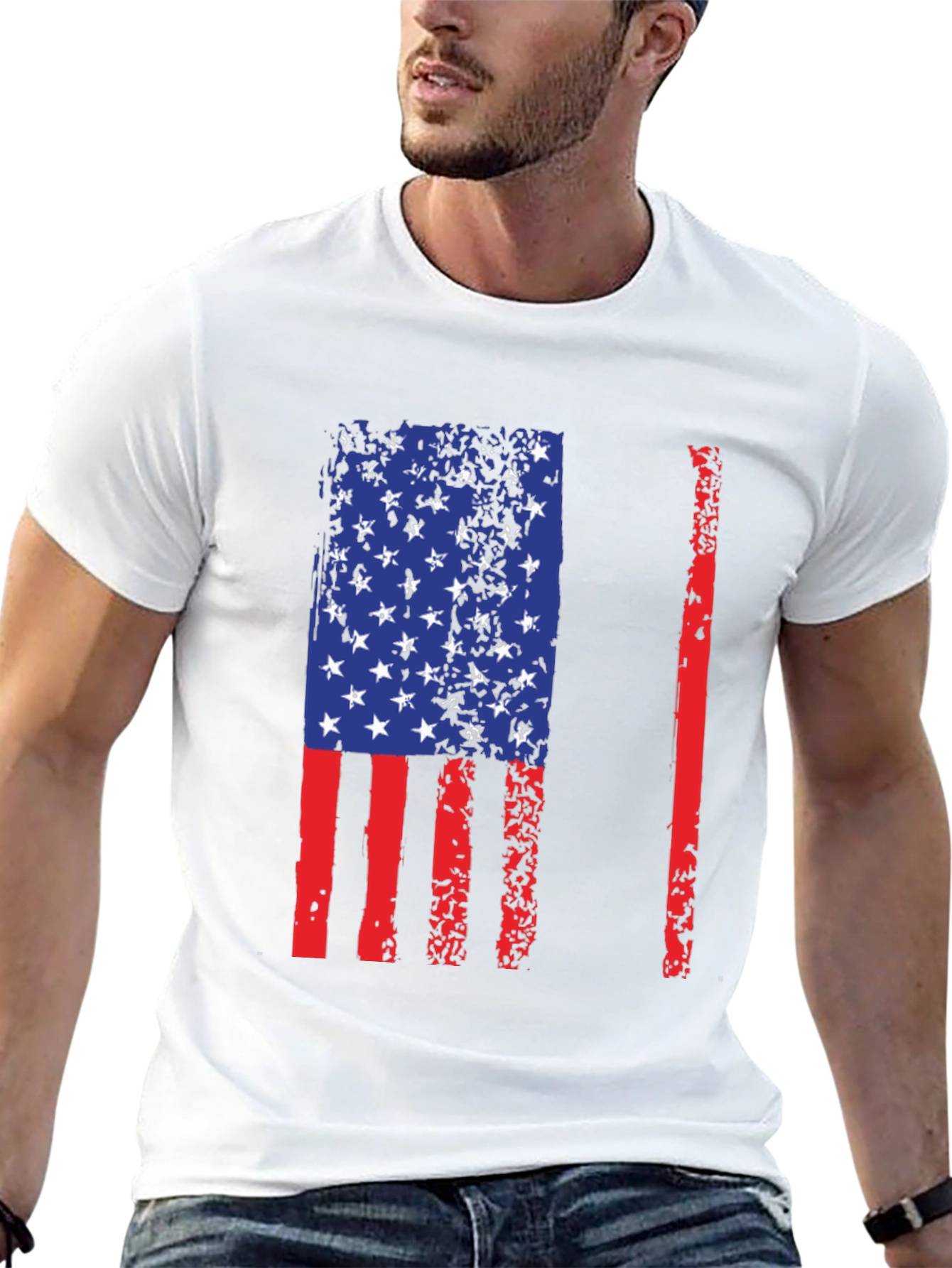 American Flag Distressed Graphic T-Shirt